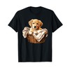Golden Retriever Puppy in Basket T-Shirt, black