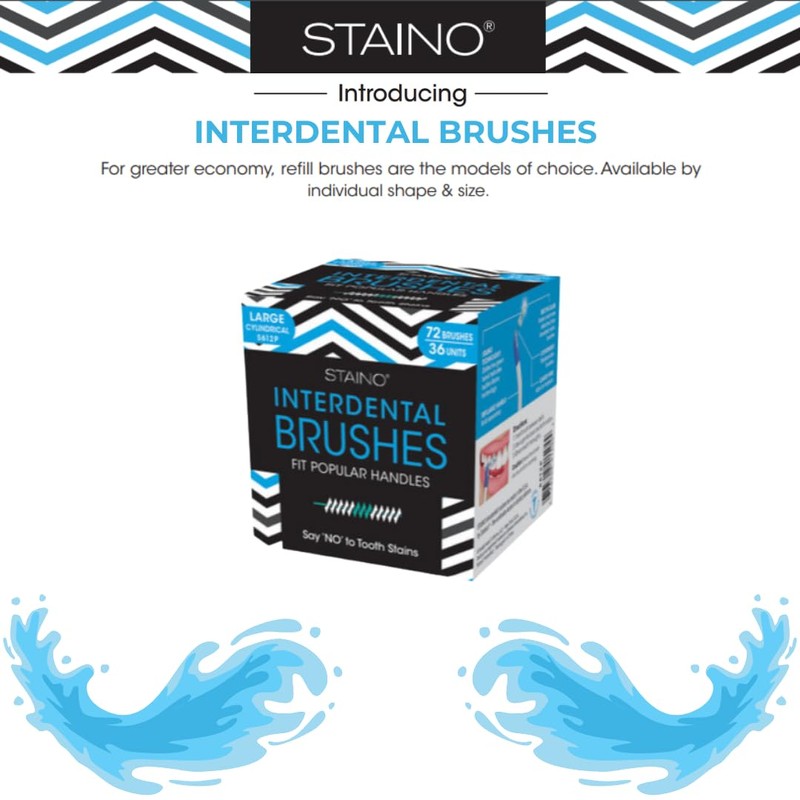 Staino Interdental Brush Refills, Large Cylindrical, 72 Brushes/36 Units Per