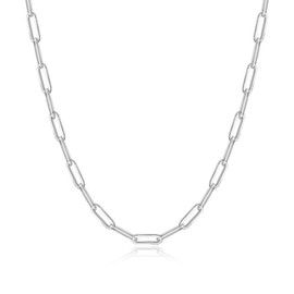 Silver Paperclip Chain Necklace for Women, 16 Inch Sterling Silver Chain for Women Silver Chain Necklace for Women Sterling Silver Necklace for Women Chain Necklace Sterling Silver Paperclip Necklace