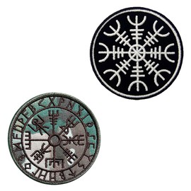 2 Pcs Viking North EU Rune Compass Funny Patches Tactical Hook and Loop Embroidered Fastener Applique Emblem Military Patches for Backpacks,Caps,Vests,Jeans,Clothes,Hats