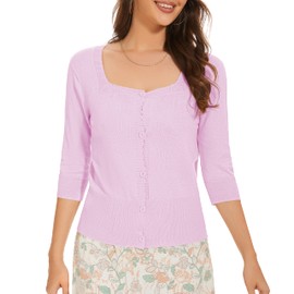 Women's Short Sleeve Cropped Cardigan Button Down Sweater Lightweight Knit Shrugs