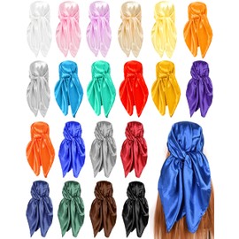 20PCS 35" Satin Head Scarf Large Square Scarf Silk Feeling Fashion Hair Wrapping Scarves for Women Girls (20 Pieces)