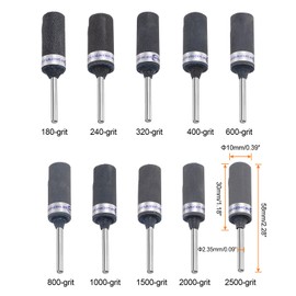 sourcing map 10pcs Abrasive Sandpaper Rolls Kit 180-2500 Grit 2.35mm Shank Sanding Drums Sleeves Cylinder Grinding Head for Woodworking Glass Metal Polishing