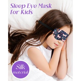 Miss Adola Sleep Mask for Kids - Cute Kawaii Cartoon Silk Sleeping Mask with Adjustable Strap Soft Smooth Light Eye Mask for Sleeping Silk Kids Eye Cover for Boys Girls Teens, BU Wildflower Unicorn