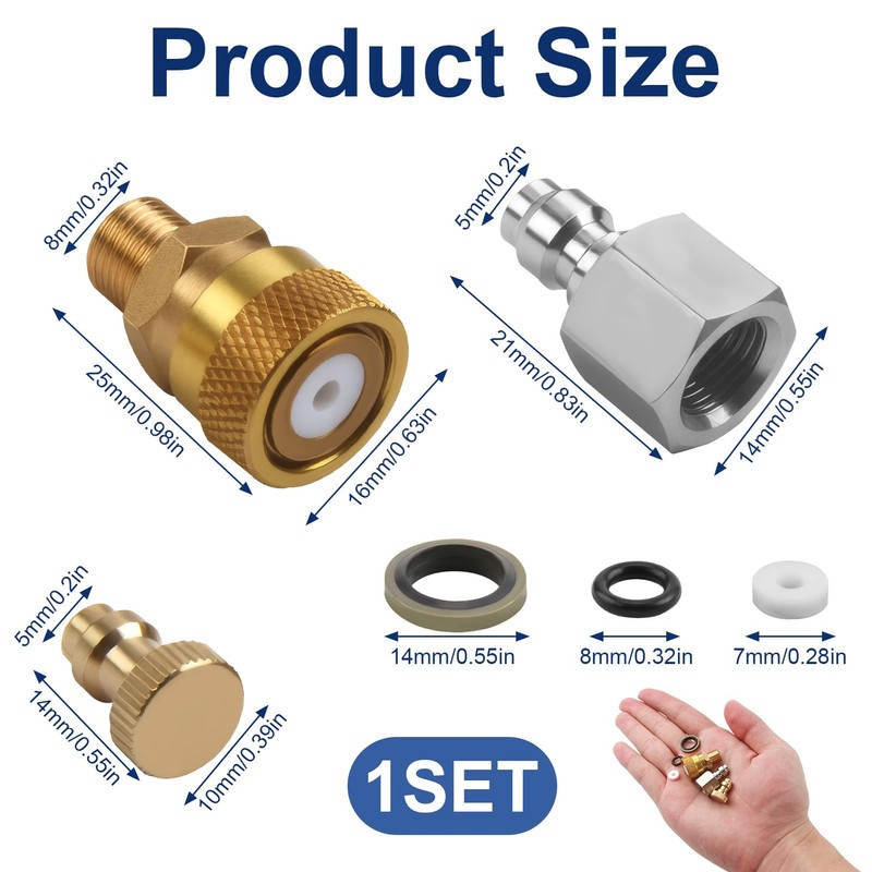 1/8 Inch BSP Quick Release Coupler Universal Adapter Kit, PCP