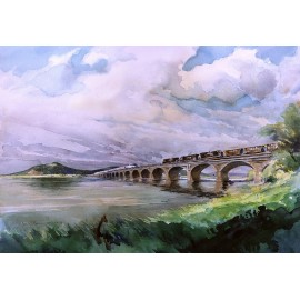 Bella Terra AMTRAK & RBMN Trains. Scenic Bridge, Susquehanna River. James Mann Art Notecards - Set of 6