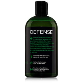 Defense Soap Peppermint Shower Gel | 100% Natural Organic Moisturizing Mint Tea Tree Body Wash, 12 oz