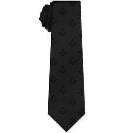 AMITER Woven Necktie for Freemason, Mens Fashion Neck Ties with Masonic Square & Compass - Black