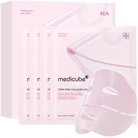 medicube Salmon DNA PDRN pink collagen jelly gel mask | overnight face mask for glass glow skin- elasticity, hydrating, firming and moisturizing | korean skincare, 28g, 4ea