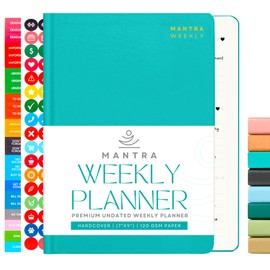 Mantra Planner 2025 Planner, Daily Journal & Gratitude Journal All-In-One with To Do List, Self Care Prompts & Habit Tracker - 7 x 10 - Teal