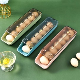 Egg Box with Automatic Rolling, Pack of 3 Egg Storage Box, Stackable Egg Container, Plastic Egg Box for Fridge, Freezer, Pantry Kitchen, 21 Eggs - 3 x 7 (3 Pieces)