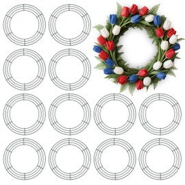 Qianruida 12 Pack 12 inch Metal Wreath Frame Wire Wreath Frame Round Wire Wreath Frames Green Dark for Christmas New Year Party Green Ring DIY Crafts Supplies