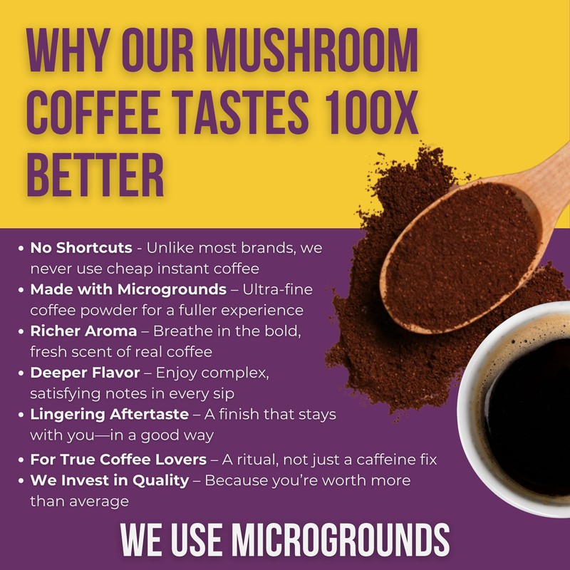 Grateful Earth Mushroom Coffee, Instant Espresso with Lion’s Mane Mushrooms,