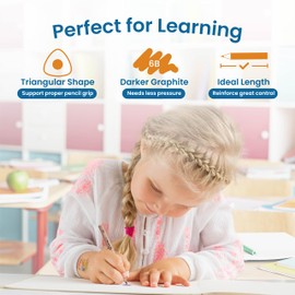 Learning Pencils For Toddlers 2-4 Years–Kids Pencils For Beginners, Toddlers And Preschoolers, Jumbo Triangle Shape With Soft Graphite (8pk+Sharpener)