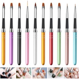 ANCLLO 10pcs Nail Art Brush Set Painting Brush Liner Brush