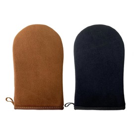 2Pcs Tanning Mitt, Tan Mitt, Washable Tanning Mit with Smooth and Even Effect Reusable Double-Sided, Reusable Fake Tan Mitt Prevents Stained Hands for Sunbathing(Black,Brown)