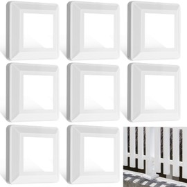 Tandefio 8 Pcs 4 x 4" Post Skirt, One-Piece Metal Post Base Cover Internal Size 3. 5 x 3. 5" Base Cover, Porch Columns Wraps for Fence Stair Wood Vinyl (White)