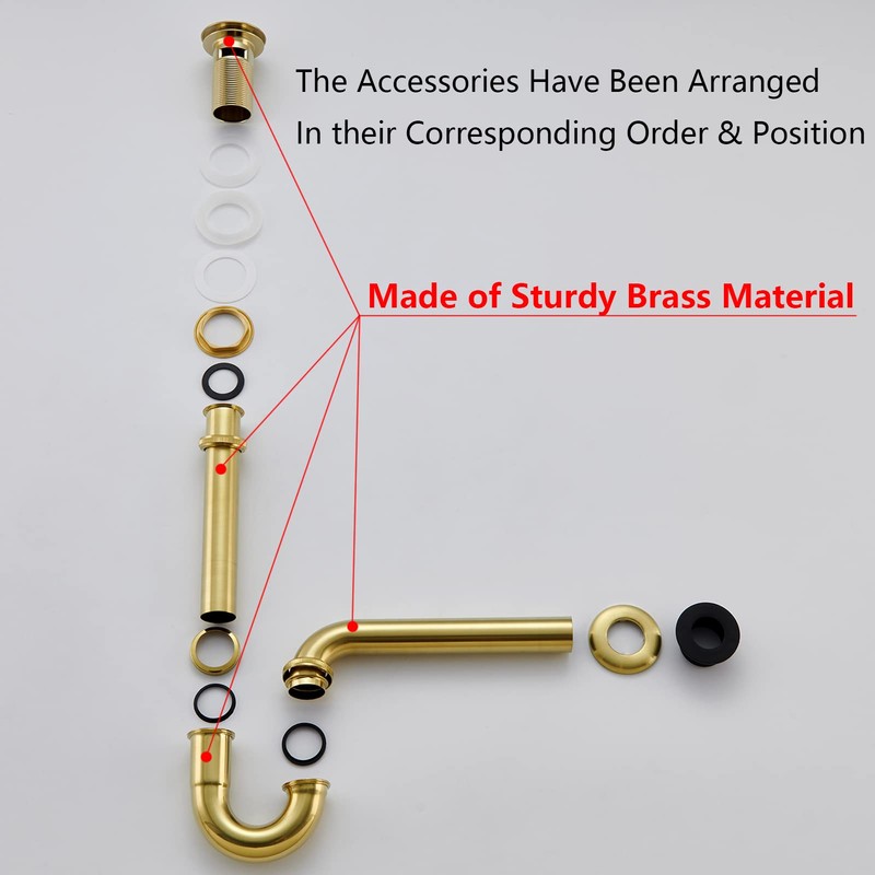 Heixutas Brass P Trap with Bathroom Sink Stopper : 1-1/4