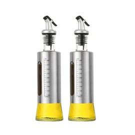 Juego de Botellas Dispensadoras de Aceite de Oliva de Vidrio - Botella de Vidrio de Aceite de Oliva de Cocina con Escala (300ml*2pcs)