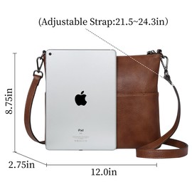 Iswee Genuine Leather Crossbody Bag for Women Purses and Handbags Leather Shoulder Bag with Zipper Medium Size Cross Body(Dark Brown)