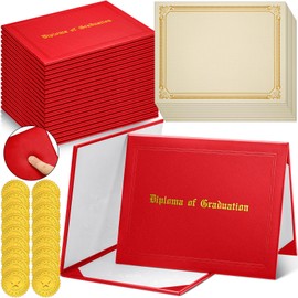 Spakon 18 Set Leather Diploma Covers Include Graduation Certificate Kit Bulk Certificate Holders 8.5" x 11" Certificate Diploma Paper with Certificate Seals Stickers for School University(Dark Red)