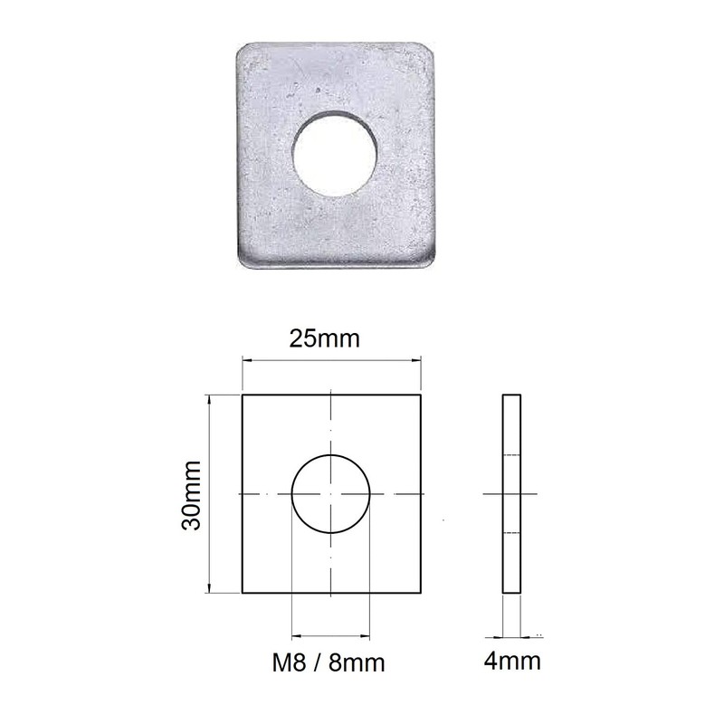 TERF® M8 (8mm) X 25mm X 30mm X 4mm Rectangular