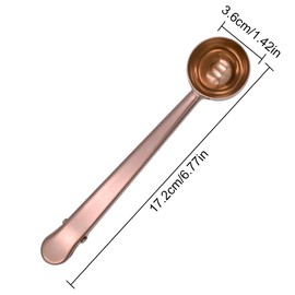 LICQIC 2 PCS Coffee Scoop with Bag Clip, Stainless Steel Coffee Measuring Scoop for Measuring, Sealing and Grinding Coffee and Coffee Beans (Rose Gold+Silver)