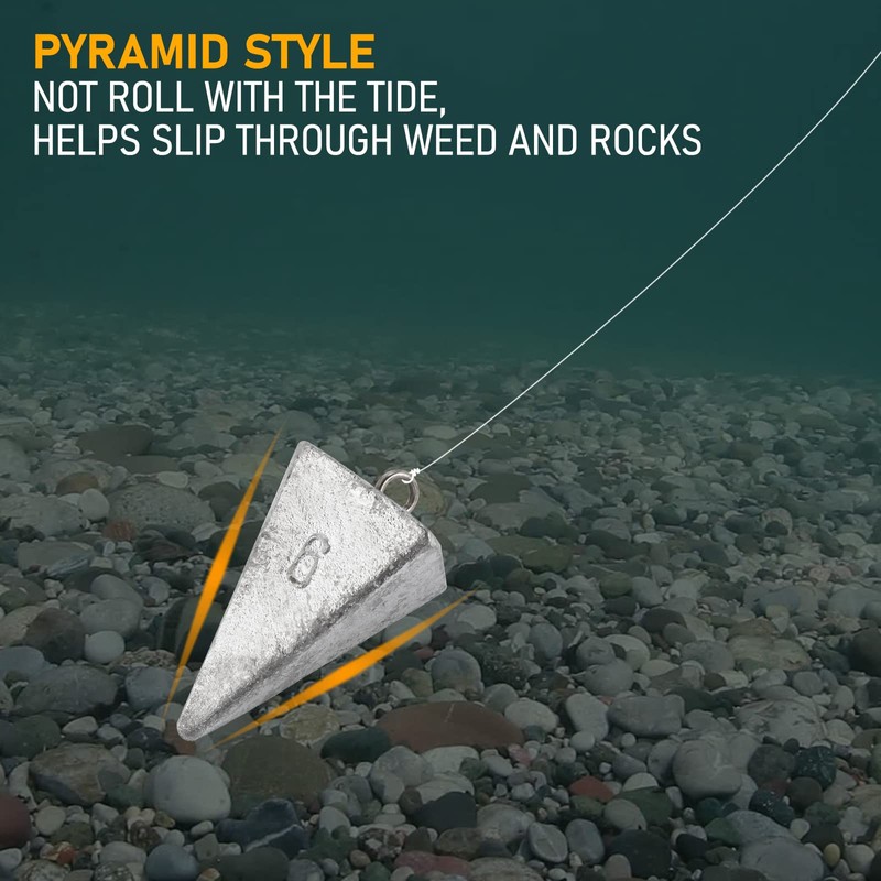 Dr.Fish 5 Pack 1oz Pyramid Sinkers with 30 Sinker Slides
