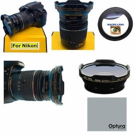 OPTURA HD 55MM HD3 SERIES 16K FISHEYE LENS + MICRO LENS FOR NIKON D3400 D3500 D5600 D3300