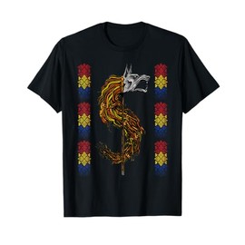 Romanian Flag Traditional Motifs Dacian Wolf T-Shirt
