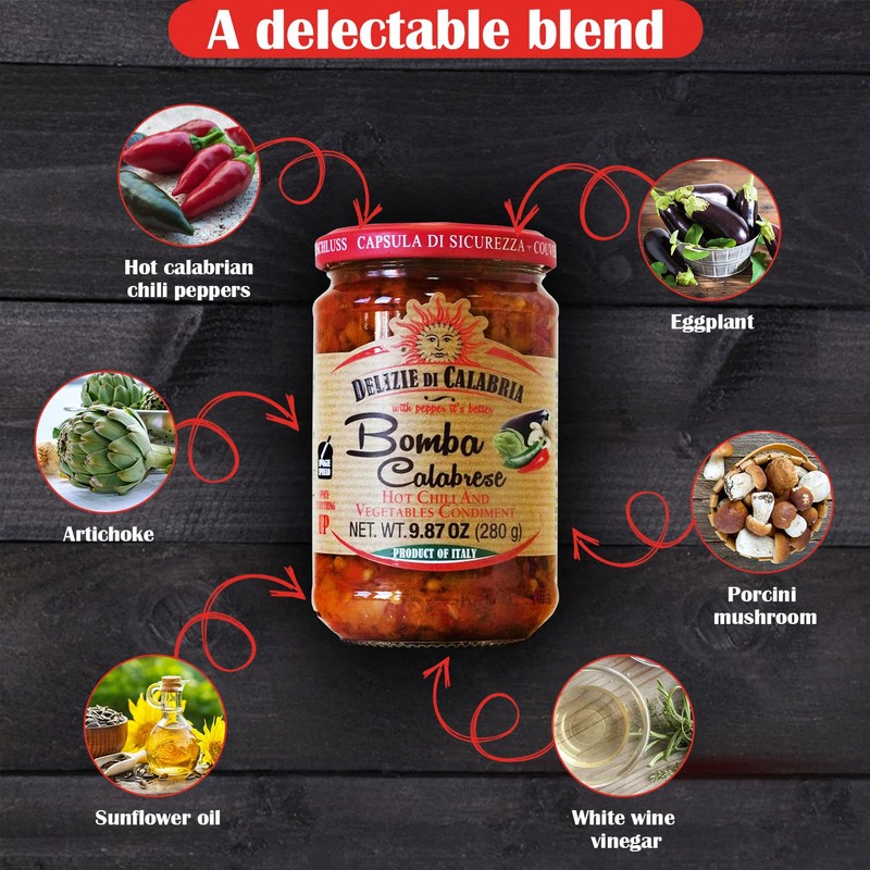 Bomba Calabrese Italian Hot Sauce Spread 9.87 Ounce - Pack