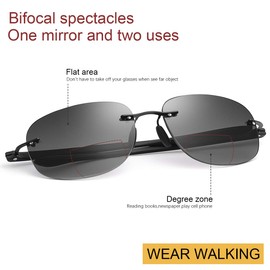 2 Pairs Rimless Bifocal Reading Glasses UV400 Protection Sunglasses Blue Light Blocking Lightweight Sun Readers for Unisex Men Women Outdoor Driving Safety Eyeglasses Tinted Lens Shades Eyewear 3.5