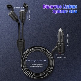 Starvortex Auto Zigarettenanzünder Verteiler, 12V Stecker und Buchse Verlängerungskabel mit Schalter, 2 KFZ Zigarettenanzünder Steckdose für 12V/24V und 15A Sicherung Wohnwagen, Autos, LKWs