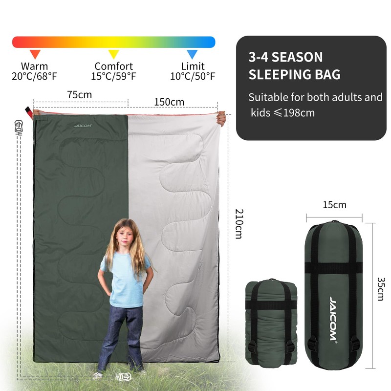JAICOM Sleeping Bag - Small Pack Size Blanket Sleeping Bag,