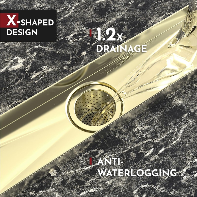 WEBANG 12 Inch Linear Shower Drain Rectangular Floor Drain with