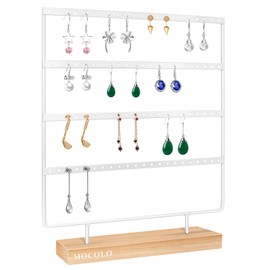 Earring Holder Stand, Earring Organizer Display Holder Stand for Hanging Earrings(88 Holes & 4 Layers) (White)