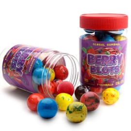 Gumballs in Jar - Berry Blots Gumballs - 1 Inch Large Chewing Bubble Gum - Big Fruity Gums for Kids 9 OZ - Double Bubble Chewing Gum for Kids