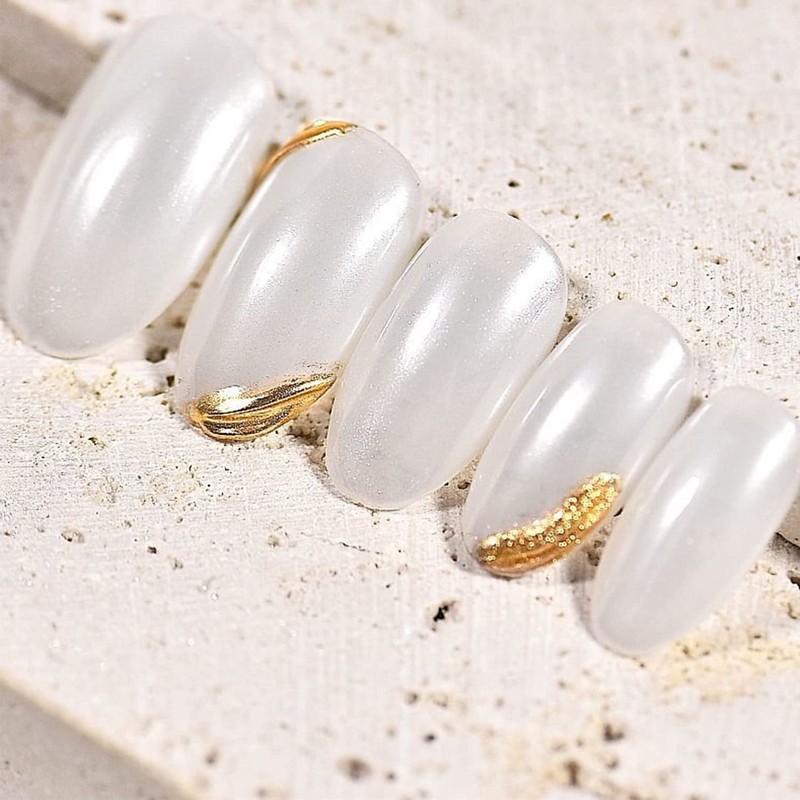 Magic White Pearl Chrome Nail Powder Solid Glitter Fairy Shell