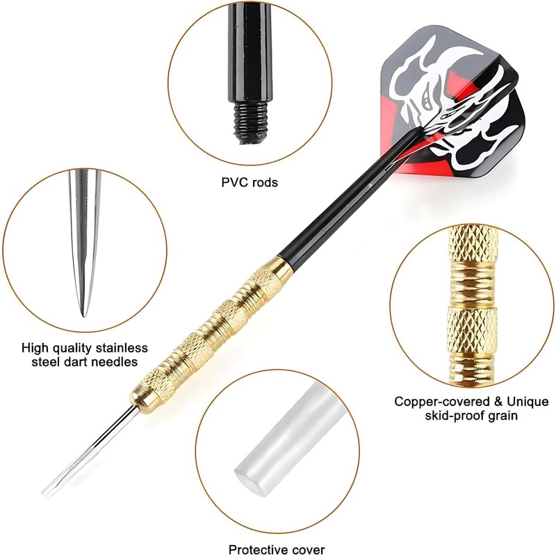 18 Pack Steel Tip Darts, Professional Darts Metal Tip Set