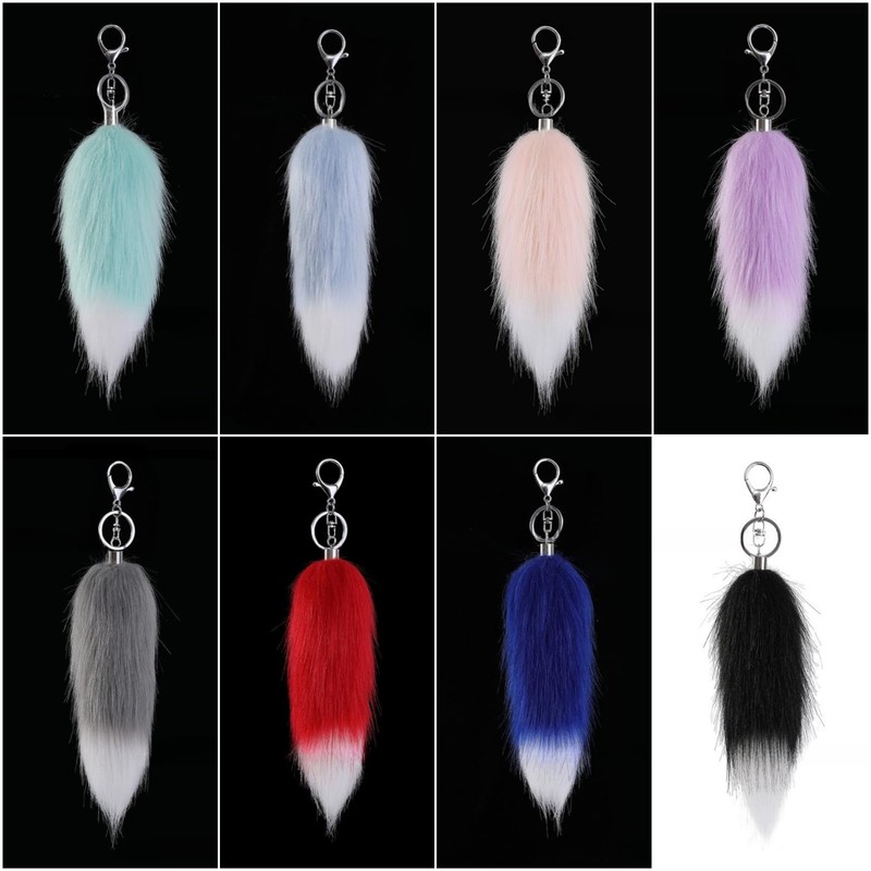 COZENTA Strap, Fur, Tail, Fluffy, Fluffy, Keychain, Accessory, Mini, gray