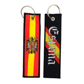 Gemelolandia | Spain Fabric Keychain with the Eagle of San Juan | Keychains for all occasions (Tela), Red, Yellow and Black, S
