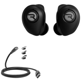 BoxWave Cable Compatible with Raycon Fitness Earbuds (2023 Edition) - MagnetoSnap PD AllCharge Cable (100W), Magnet Charging Braided USB Type-C Micro - Jet Black