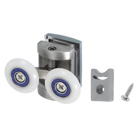 uxcell 25mm Shower Door Rollers, Sliding Shower Doors Wheels 304 Stainless Steel Top Wheels with Anti-Collision Block & Screws for Glass Doors 6mm Silver