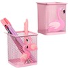 TELADESHX Flamingo Pencil Holder, Metal Pen Holder for Desk, Cute
