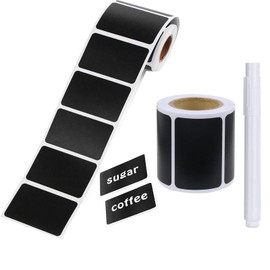 Chalkboard Labels, 300PCS Waterproof Blackboard Reusable Sticker Label with 1 Erasable Chalk Marker, Removable Stickers Rectangular for Storage Bins, Mason Jars, Bottle, Pantry, Office