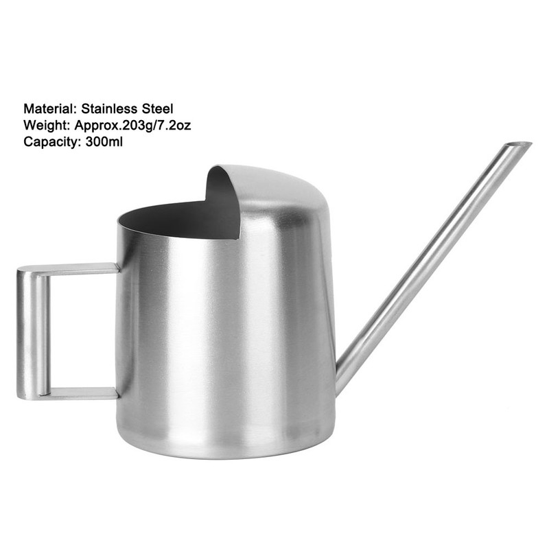 300ML Stainless Steel Long Spout Watering Can Pot for Household