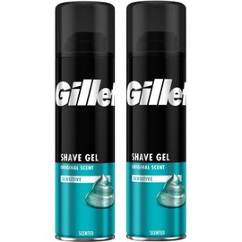 Shave Gel for Men Sensitive Skin 2 x 200ml | Original Scent for Face and Body | Skin Protection Shaving Gel with Smooth Glide | Anti-Irritation Hydration Shaving Cream Alternative