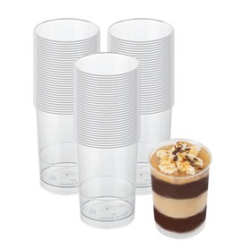 Restaurantware-Mini Serve 4.7 Ounce Plastic Dessert Cups, 100 Disposable Round Serving Cups - Lids Sold Separately, Stackable, Clear Plastic Parfait Cups, Durable, For Ice Cream, Gelato, And Sorbet