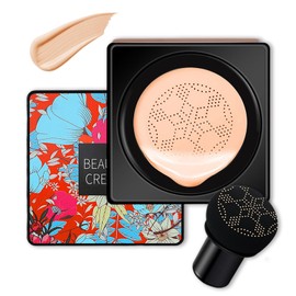 Mushroom Head CC Cream, Moisturising Cushion Foundation, Waterproof Brightening Pigment Concealer Perfect Cover Primer Durable BB Cream (Natural)