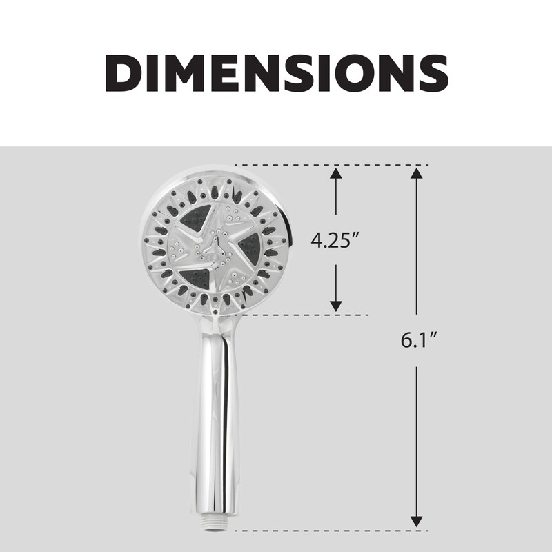 Aqua Vista 4.5-in. Polished Handheld Shower Head with 6 Spray